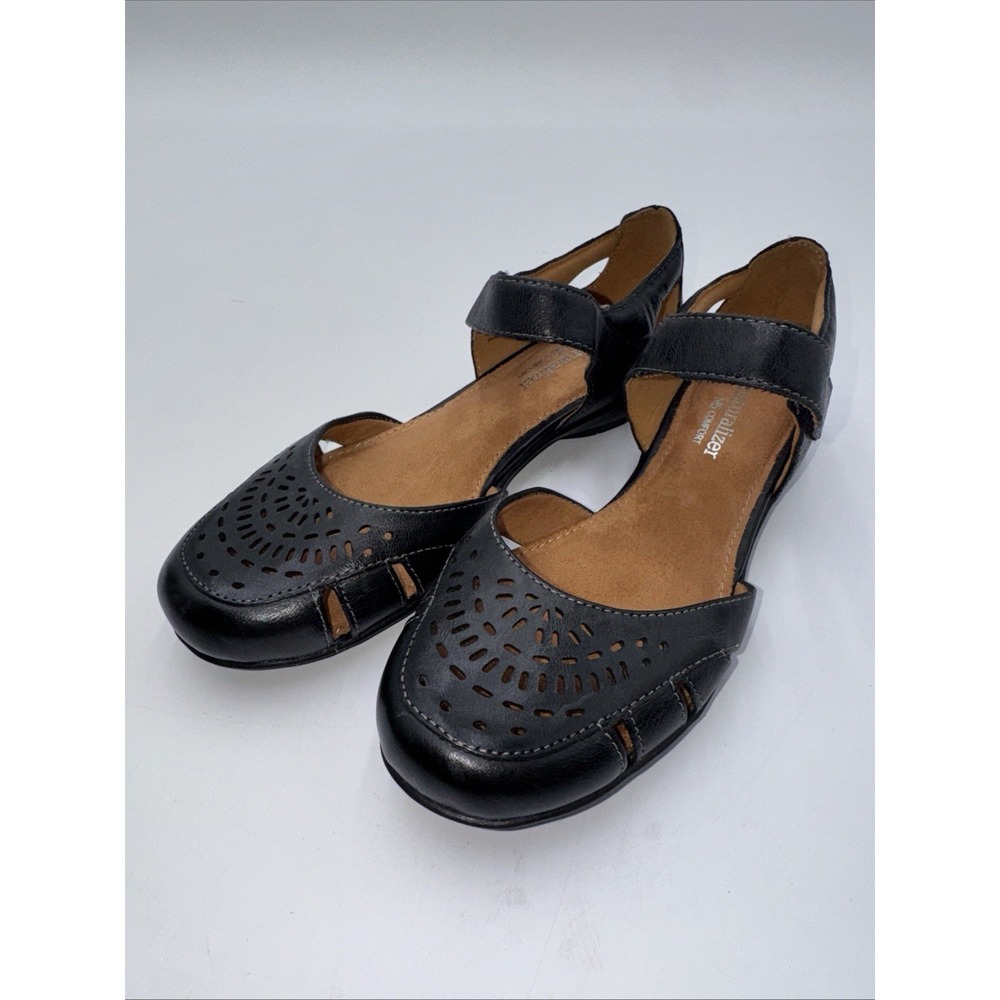 Naturalizer N5 Comfort GAIL Black Leather Closed Toe Mary Jane Sandals 4.5 M